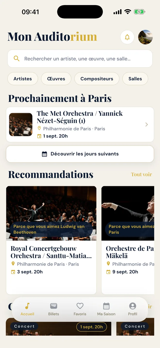 L’accueil de Mon Auditorium : recherche et concerts à venir à Paris