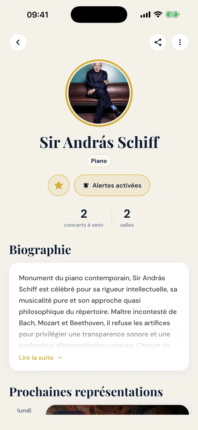 La fiche d’un interprète et ses prochaines dates